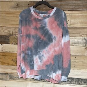 Chris & Carol size Large Pink and Gray Tie-Dye Terrycloth Soft Sweatshirt